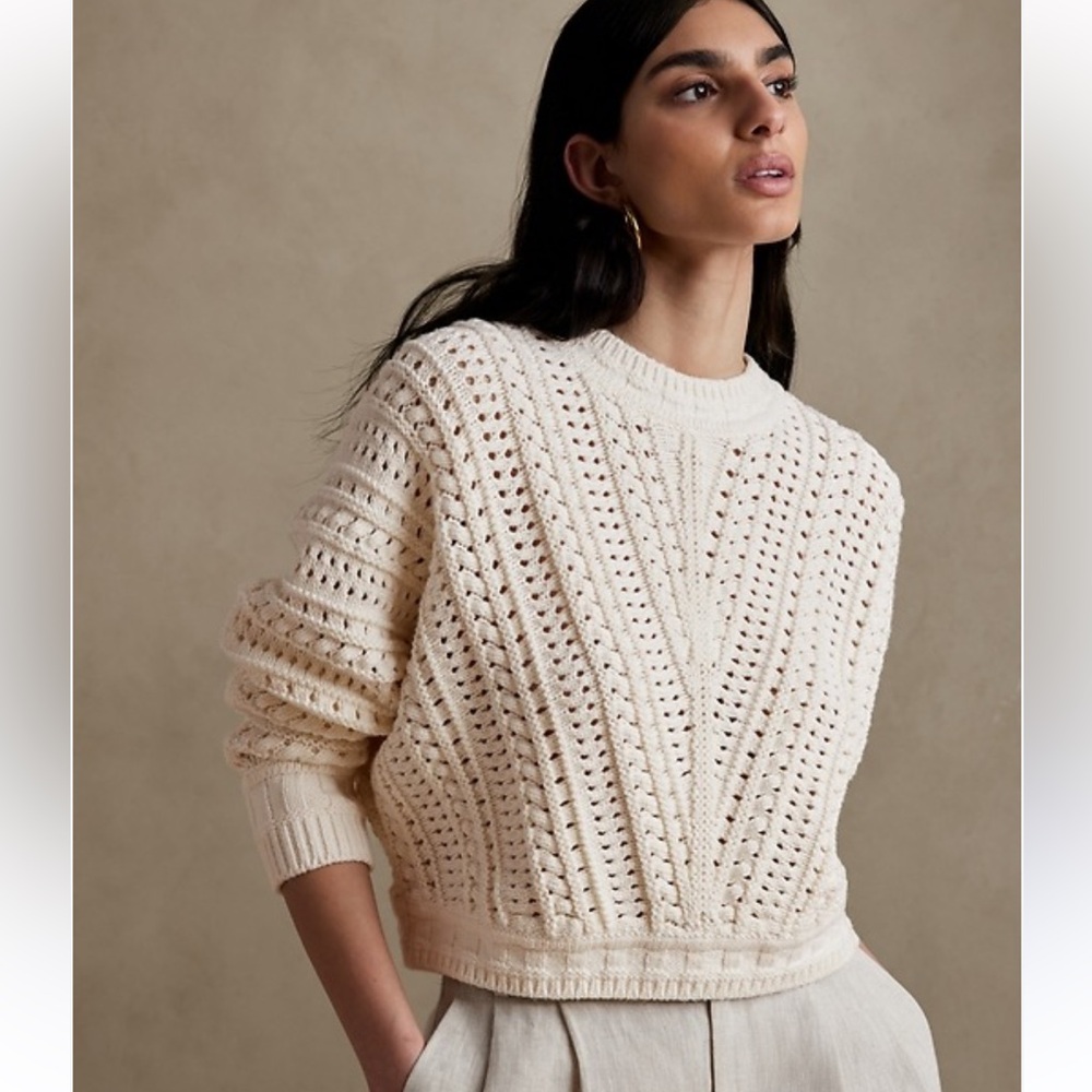 BANANA REPUBLIC LEXIA CROPPED COTTON SWEATER XL